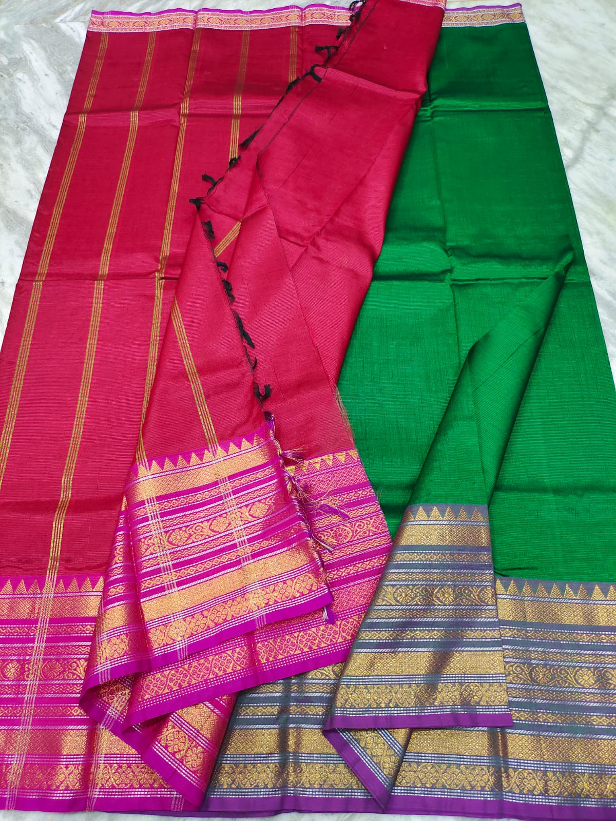 Mangalagiri pattu fancy border plain saree