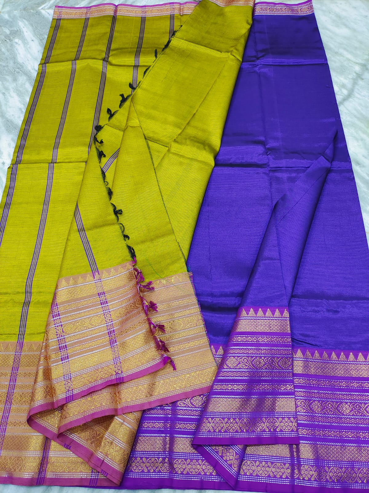 Mangalagiri pattu fancy border plain saree