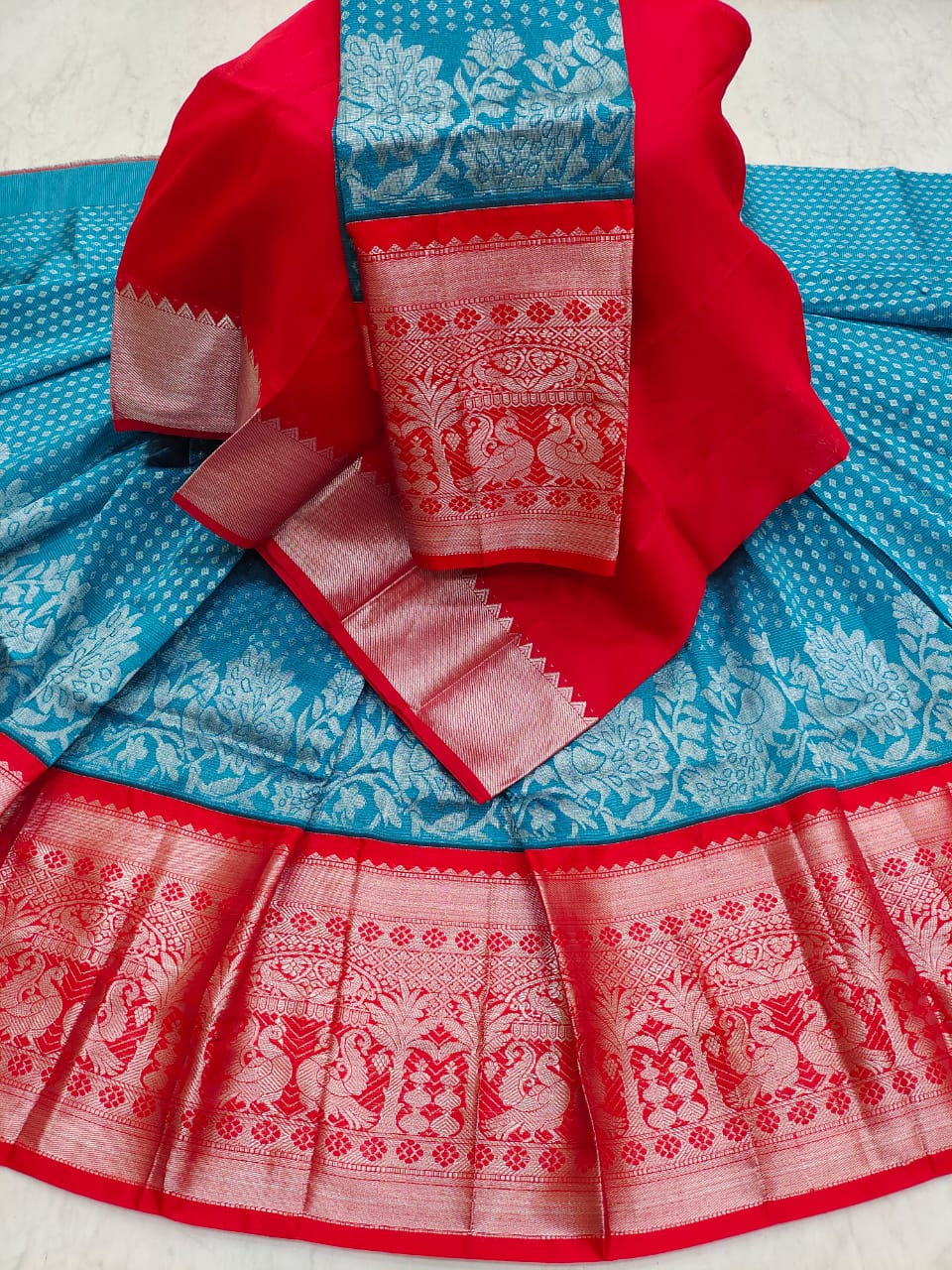 Mangalagiri pattu kuppadam kanchi border lehenga material