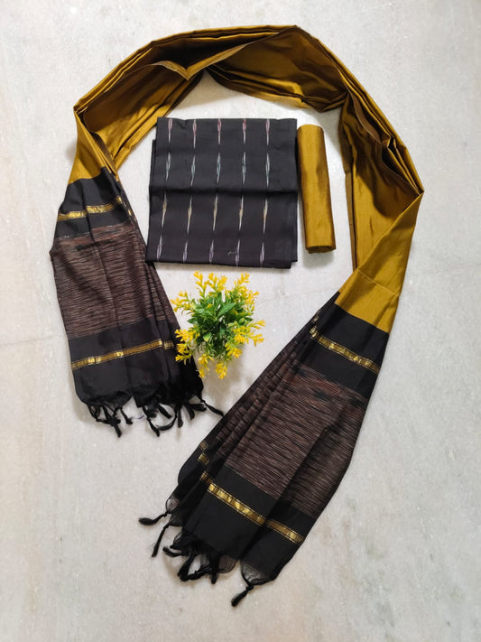 Mangalagiri pattu pochampalli border dress material set