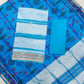Mangalagiri pattu two side gold zari & pochampalli border digital printed dress material set