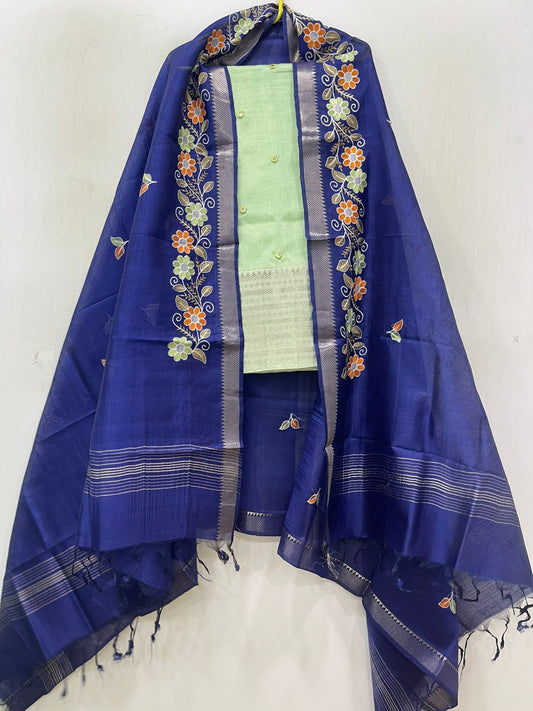 Embroidery Work Handloom Mangalagiri Dress Material