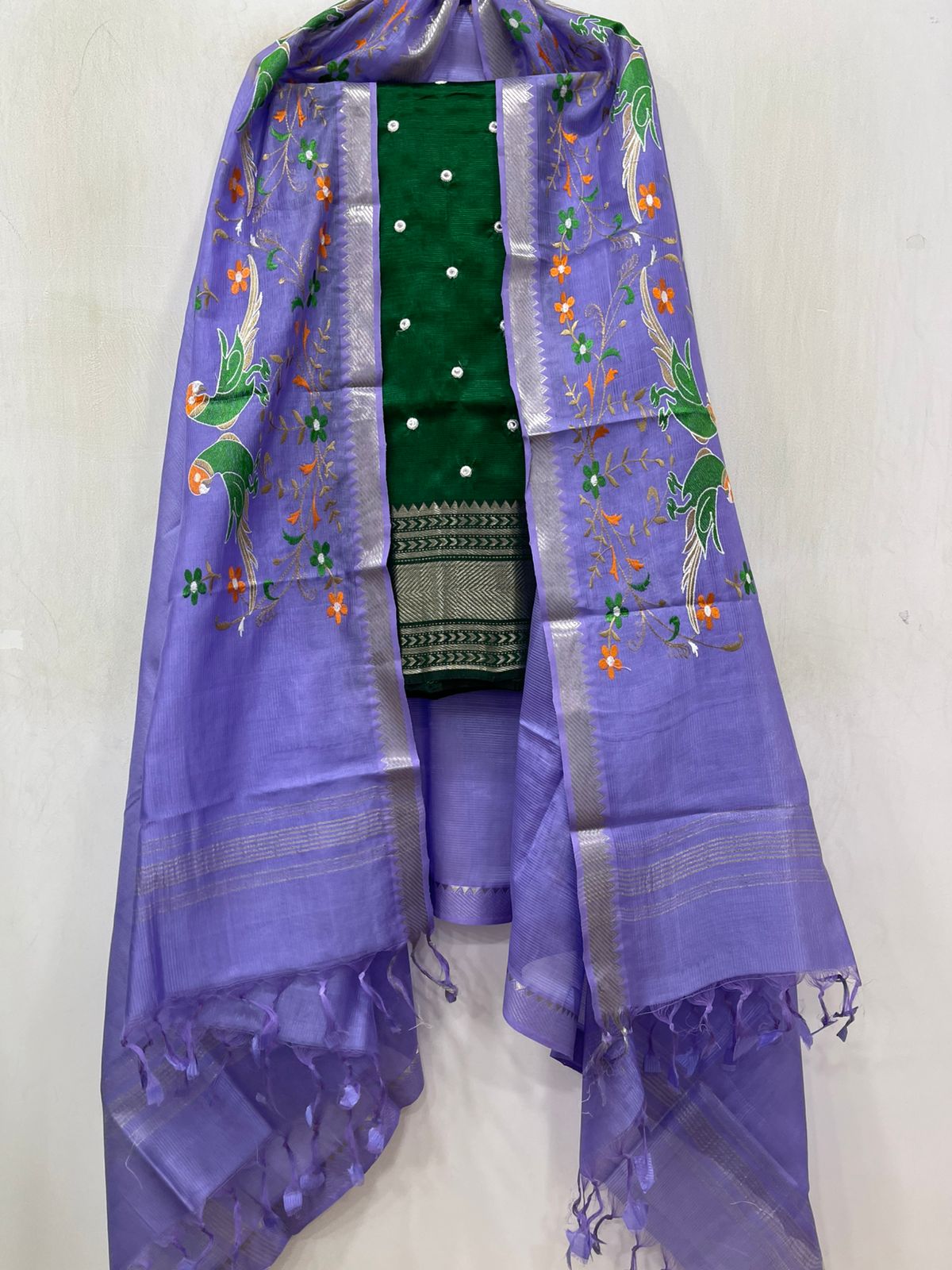 Embroidery Work Handloom Mangalagiri Dress Material