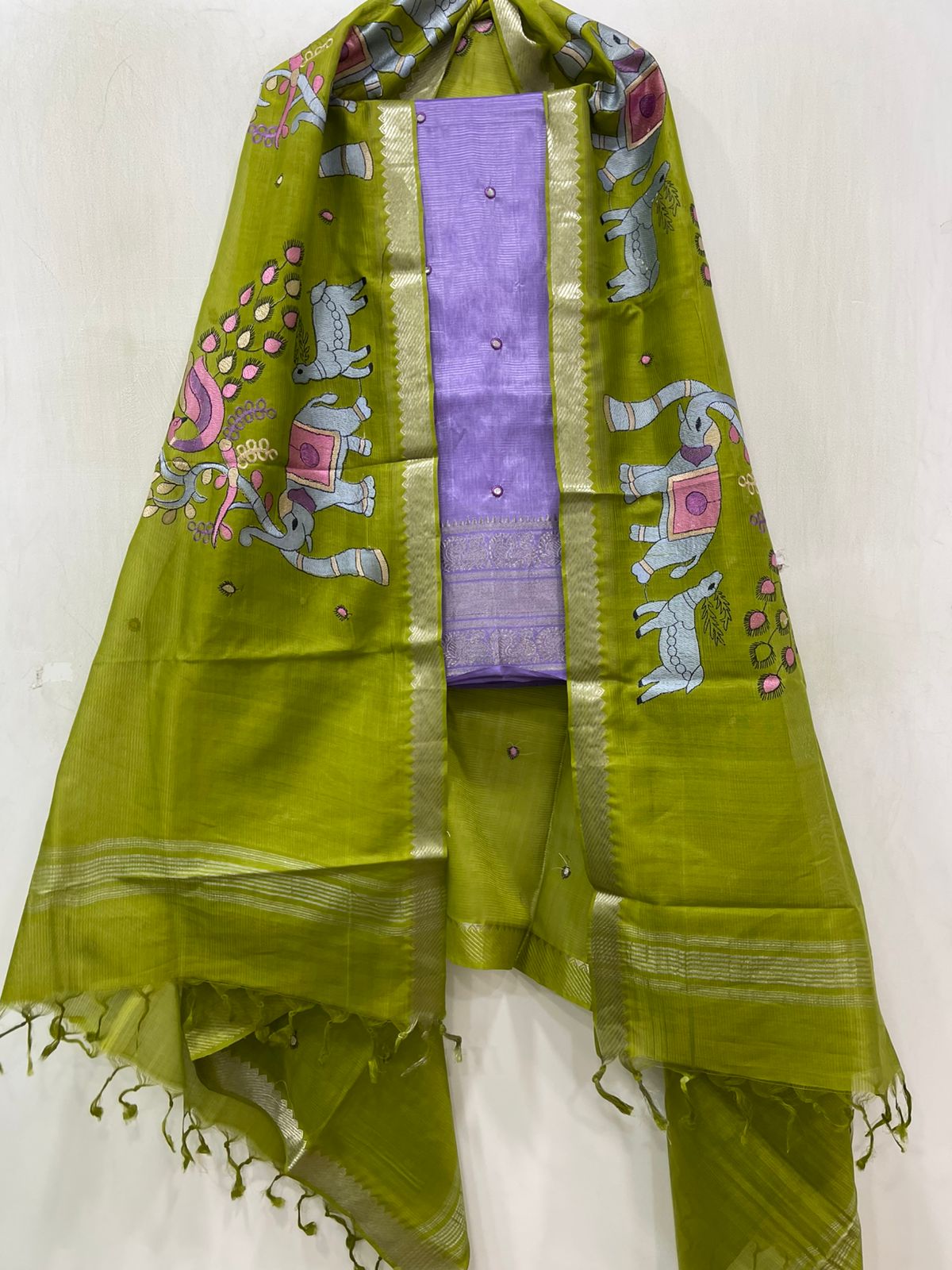 Embroidery Work Handloom Mangalagiri Dress Material
