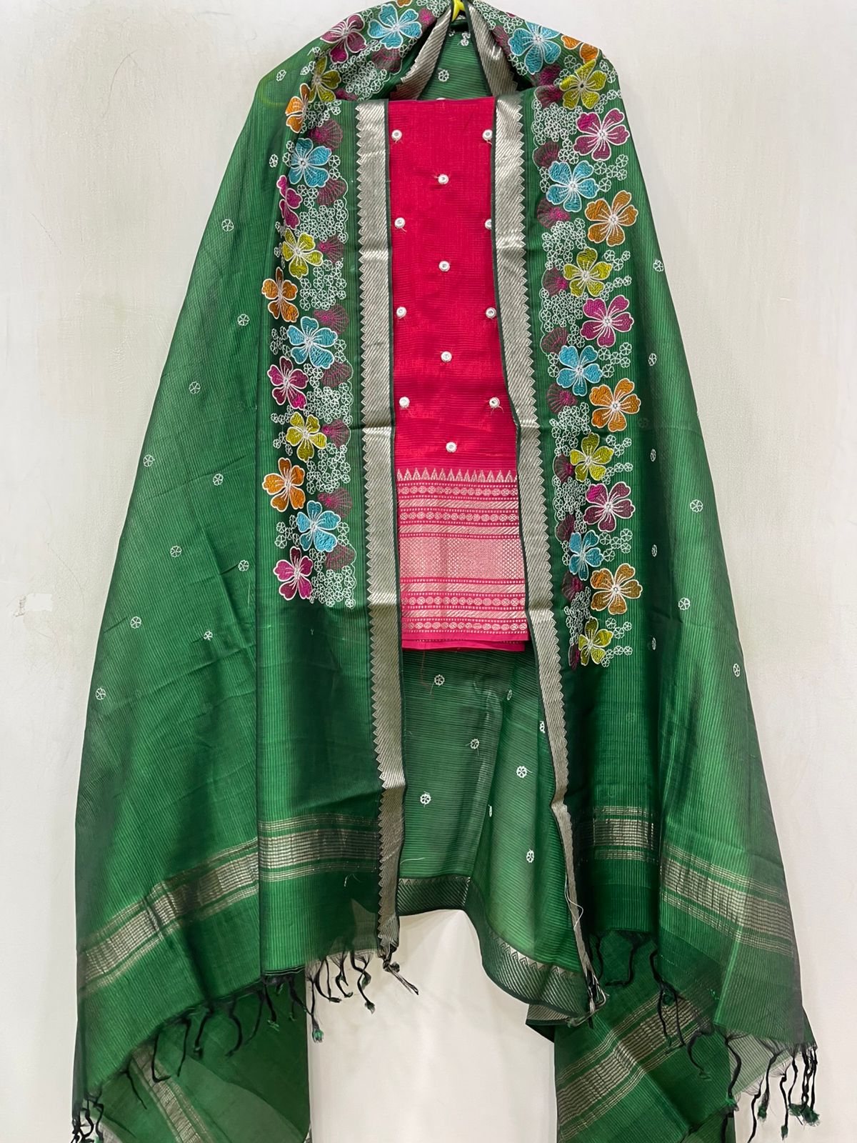 Embroidery Work Handloom Mangalagiri Dress Material