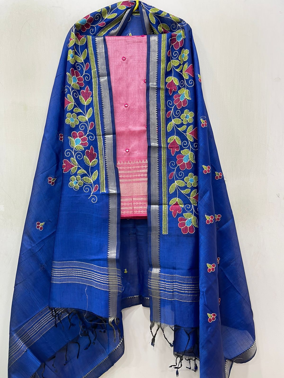 Embroidery Work Handloom Mangalagiri Dress Material