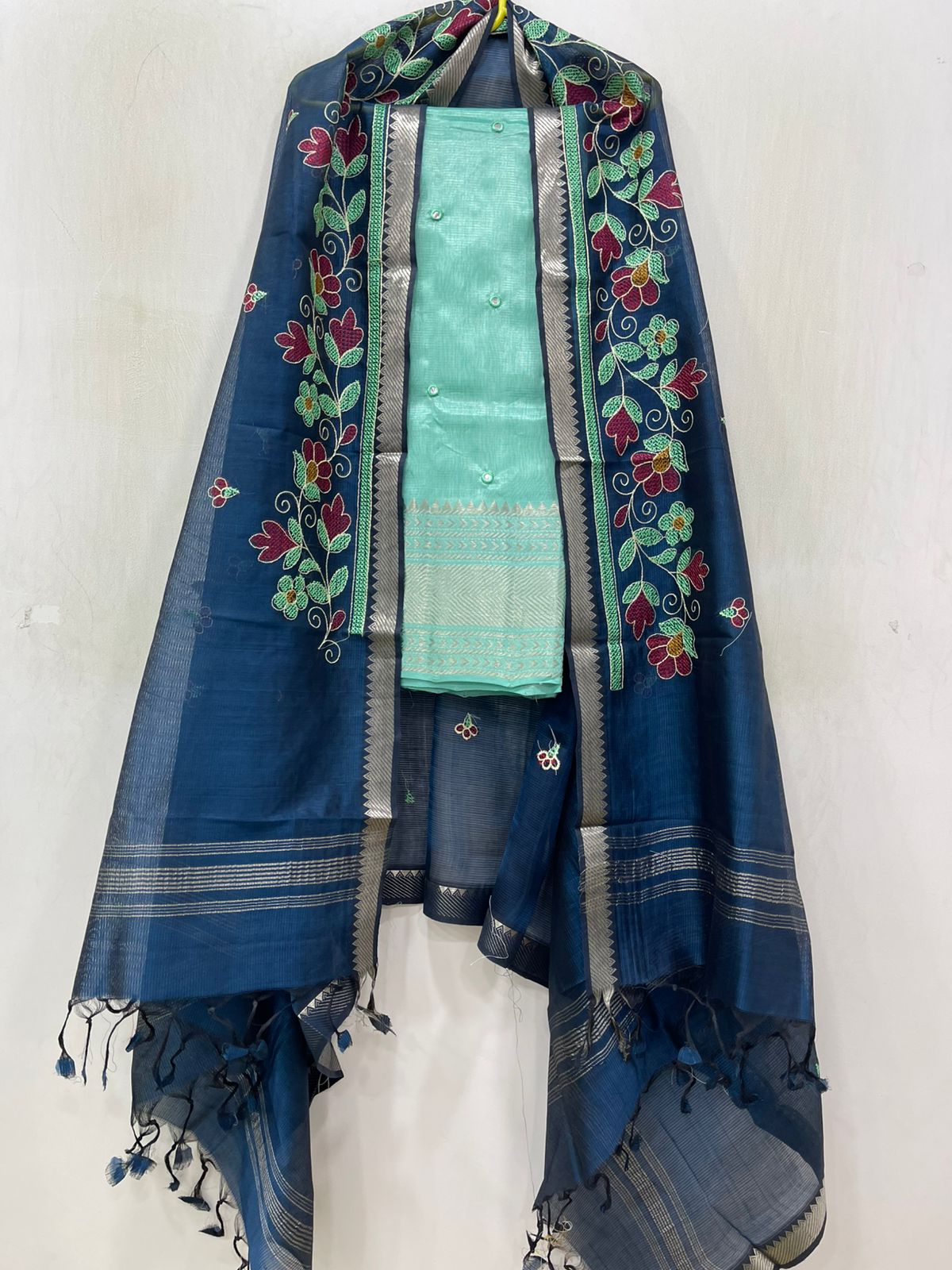 Embroidery Work Handloom Mangalagiri Dress Material