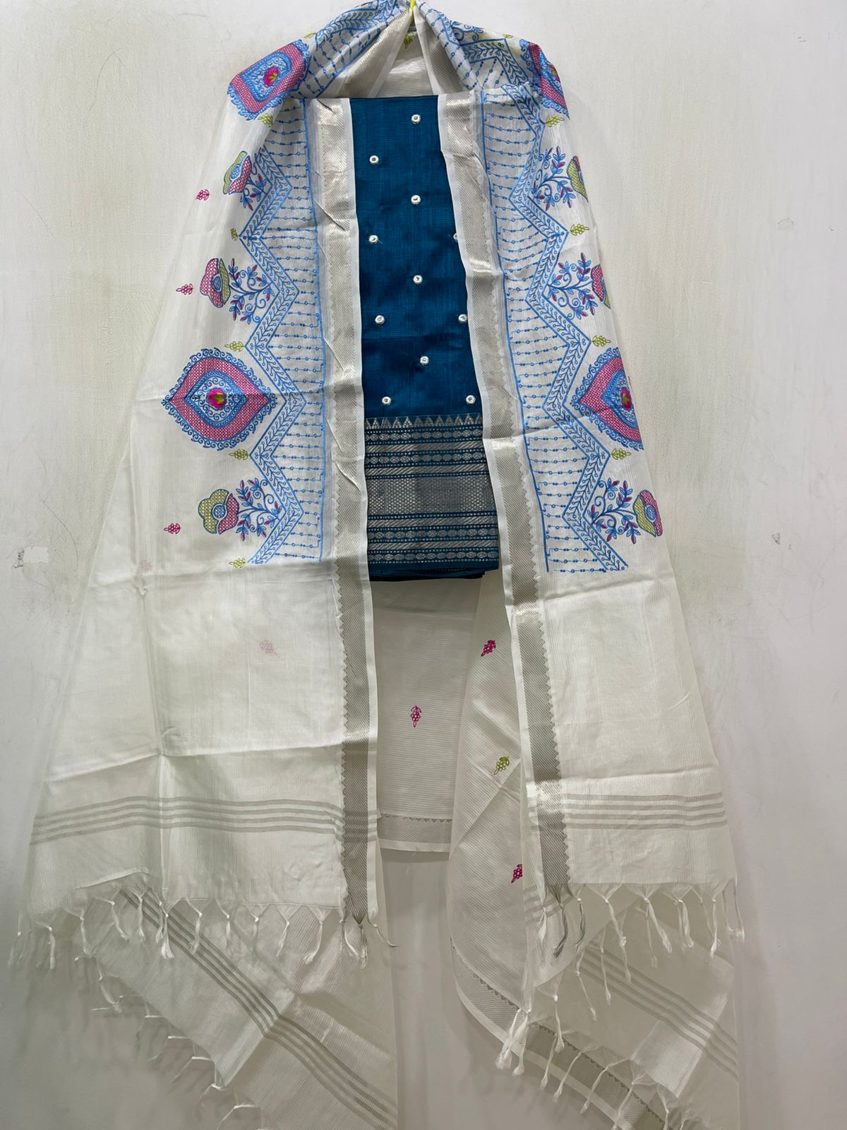 Embroidery Work Handloom Mangalagiri Dress Material