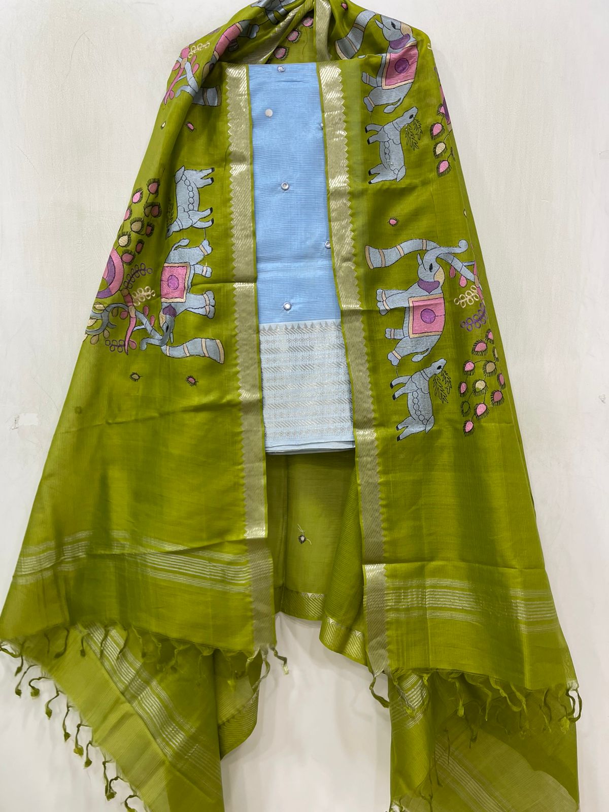 Embroidery Work Handloom Mangalagiri Dress Material