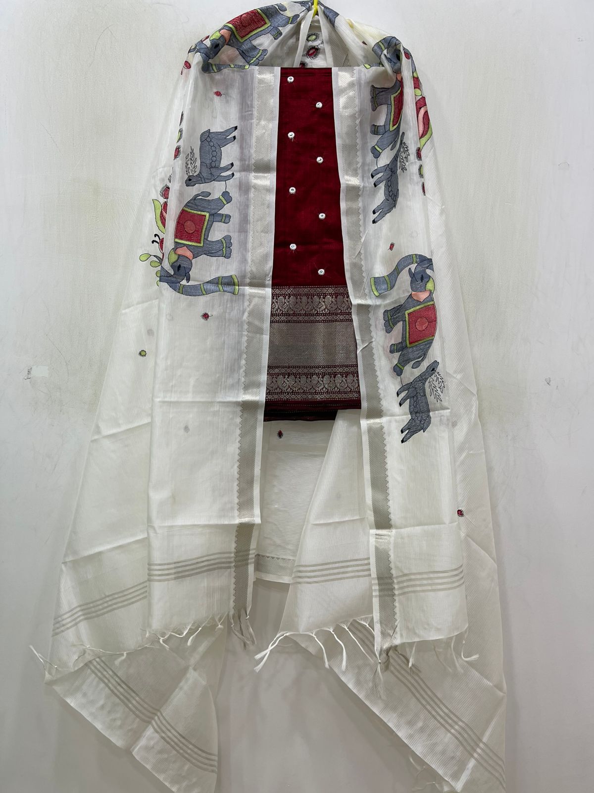 Embroidery Work Handloom Mangalagiri Dress Material