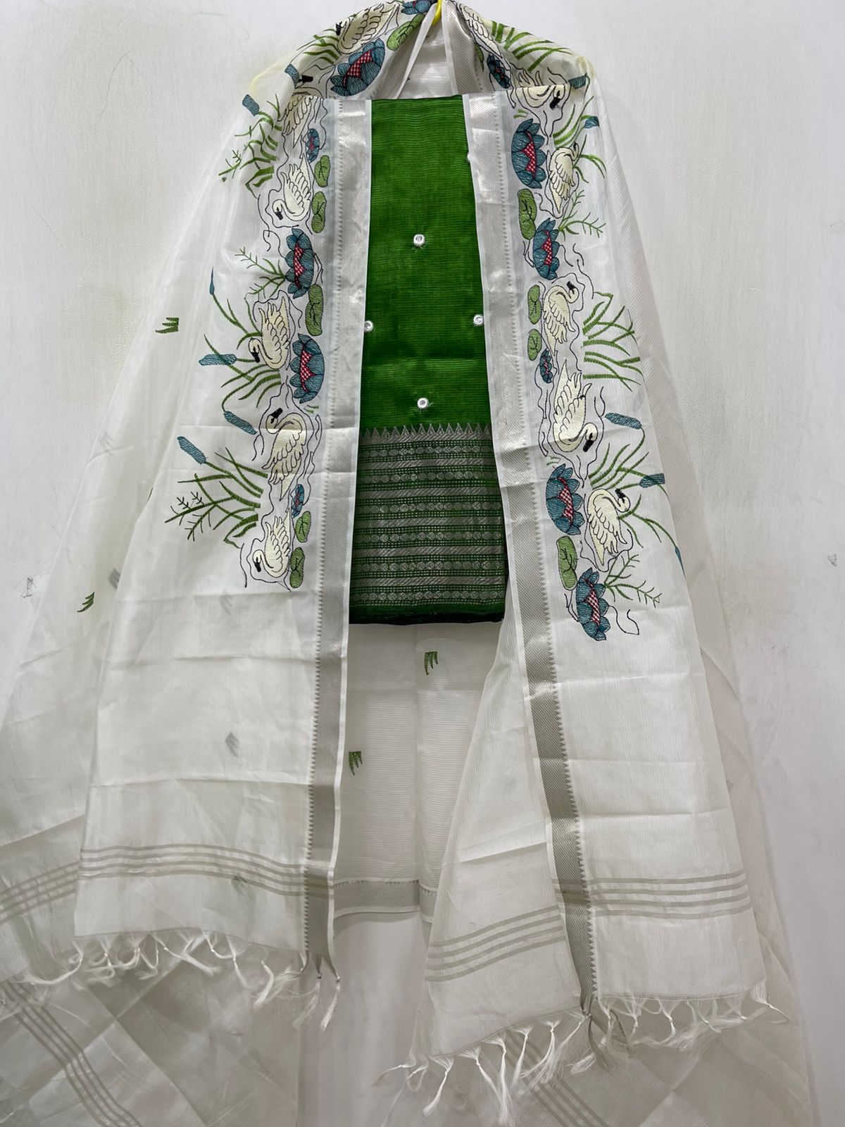 Embroidery Work Handloom Mangalagiri Dress Material