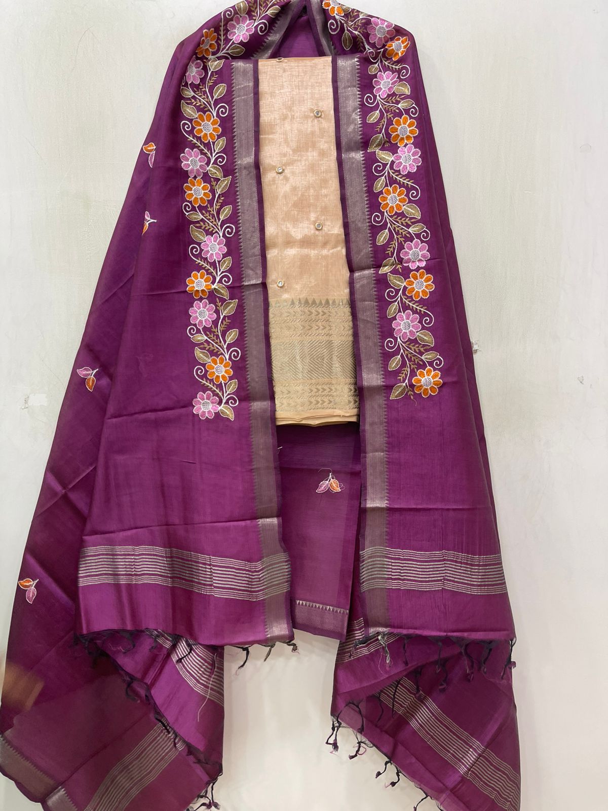 Embroidery Work Handloom Mangalagiri Dress Material
