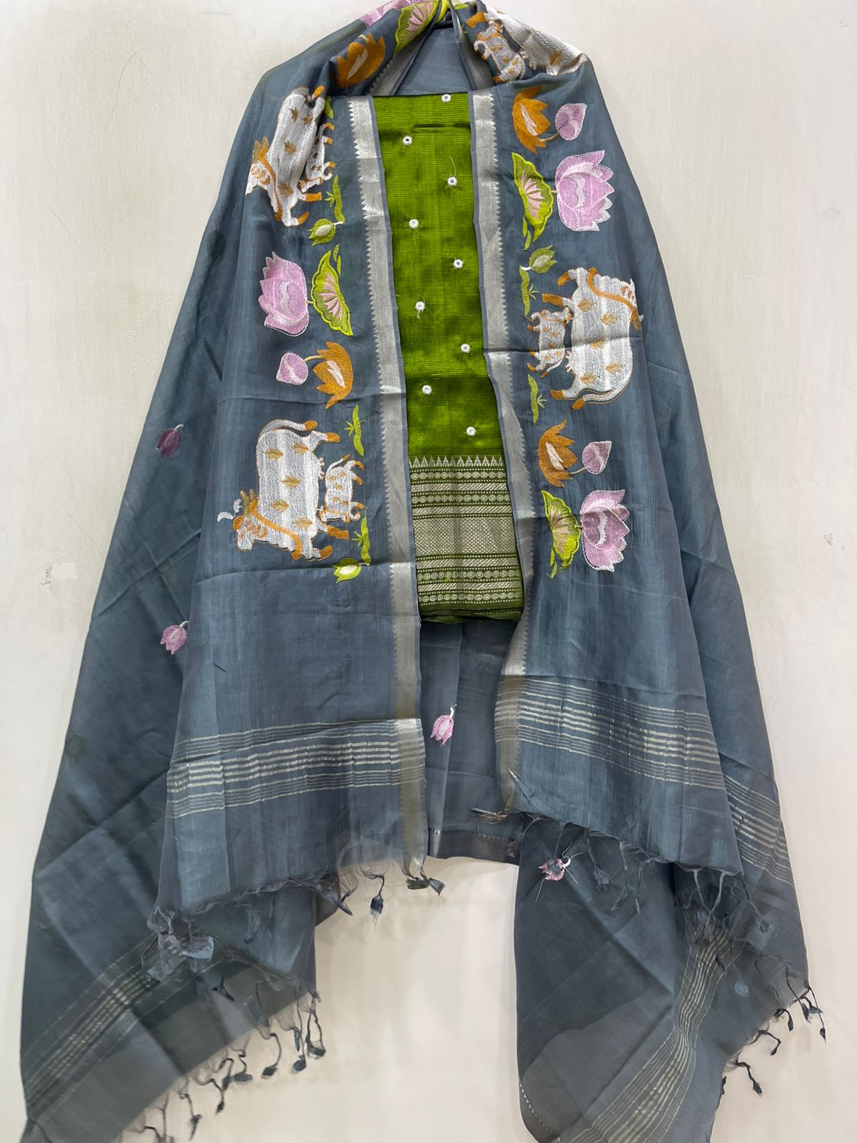 Embroidery Work Handloom Mangalagiri Dress Material