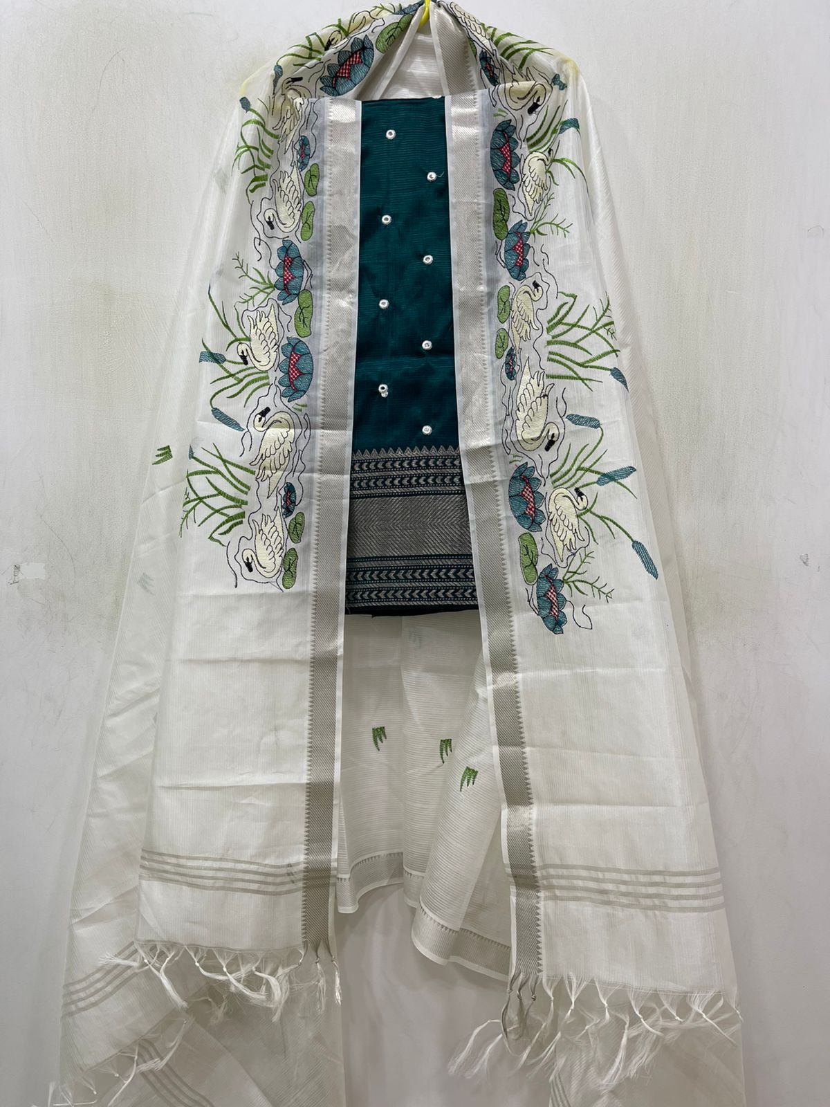 Embroidery Work Handloom Mangalagiri Dress Material