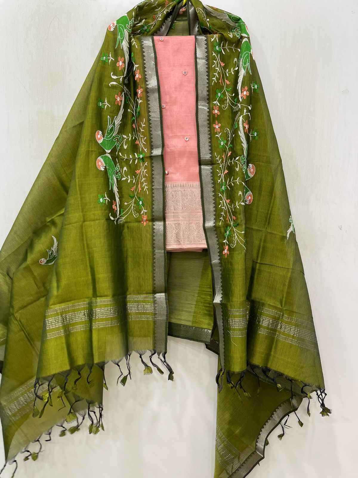 Embroidery Work Handloom Mangalagiri Dress Material