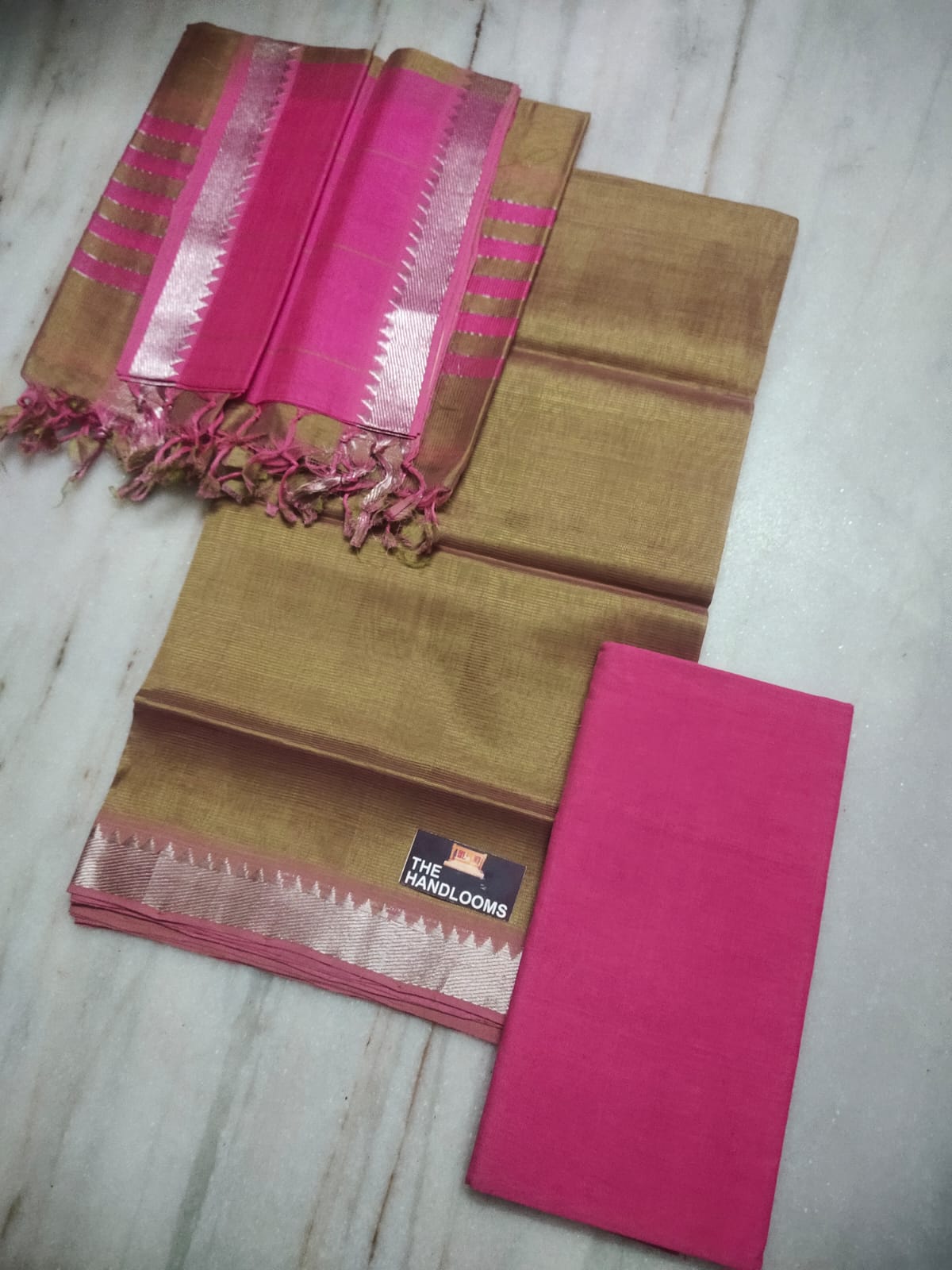 Mangalagiri Pure Handloom Pattu by Cotton Dress Material