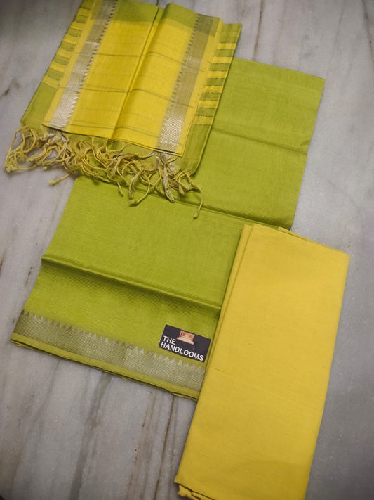 Mangalagiri Pure Handloom Pattu by Cotton Dress Material