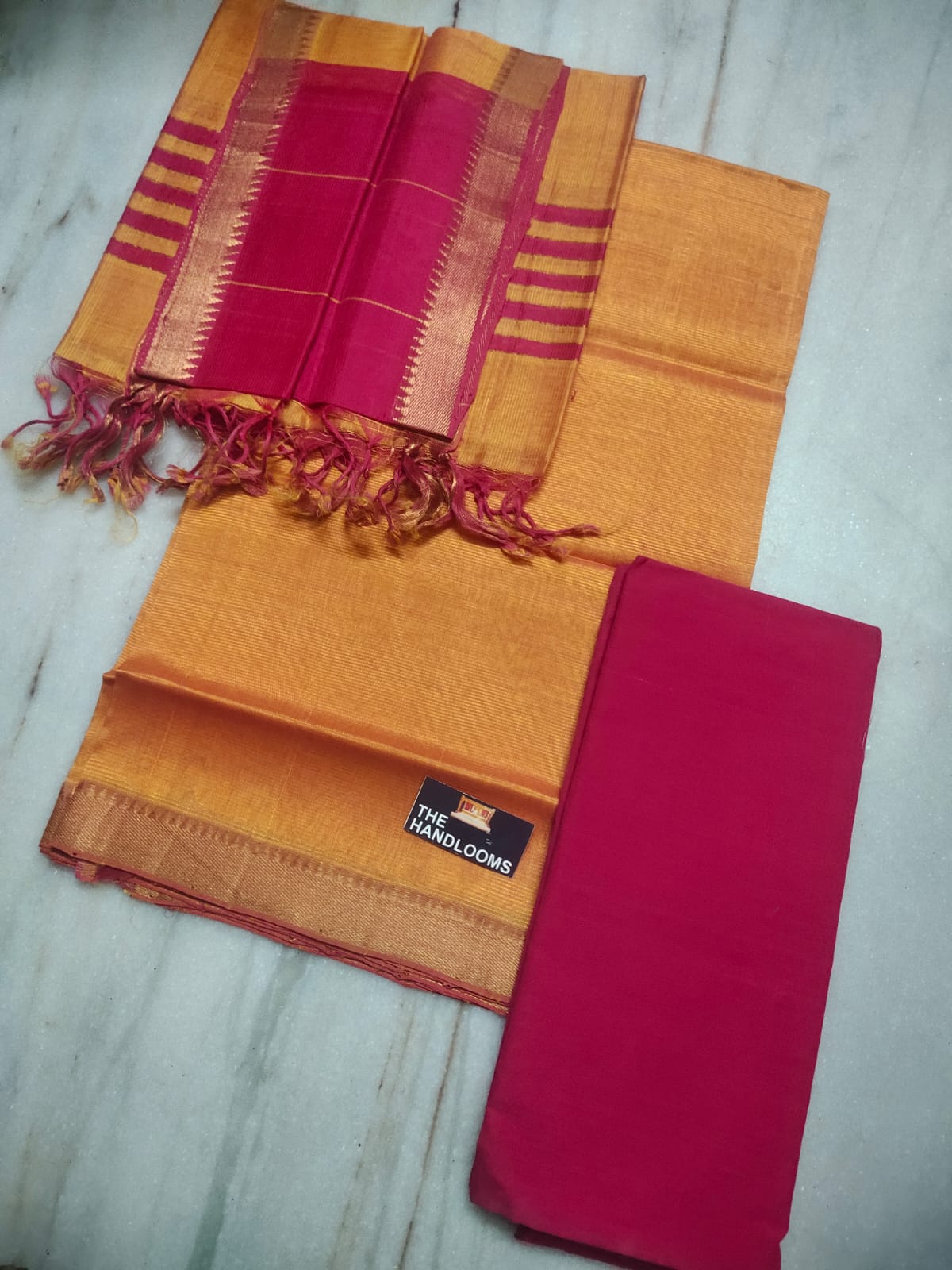 Mangalagiri Pure Handloom Pattu by Cotton Dress Material