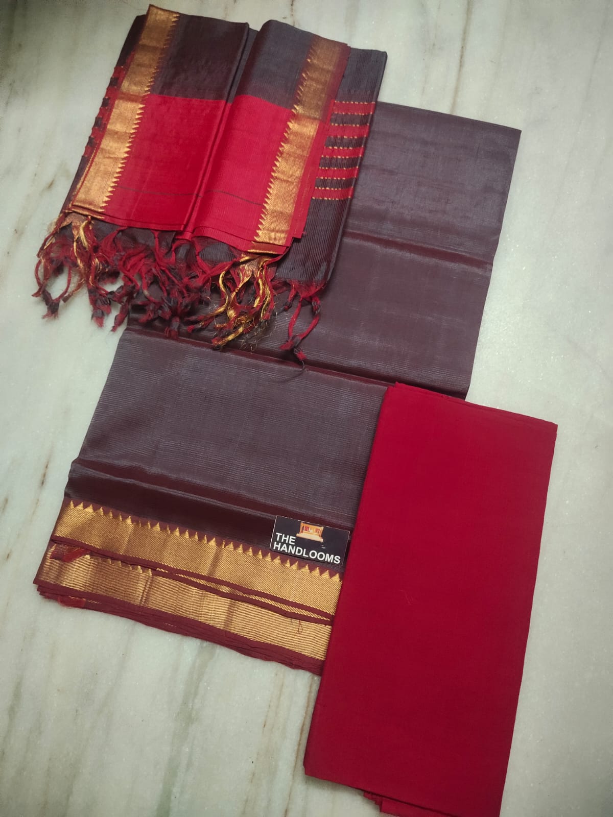 Mangalagiri Pure Handloom Pattu by Cotton Dress Material
