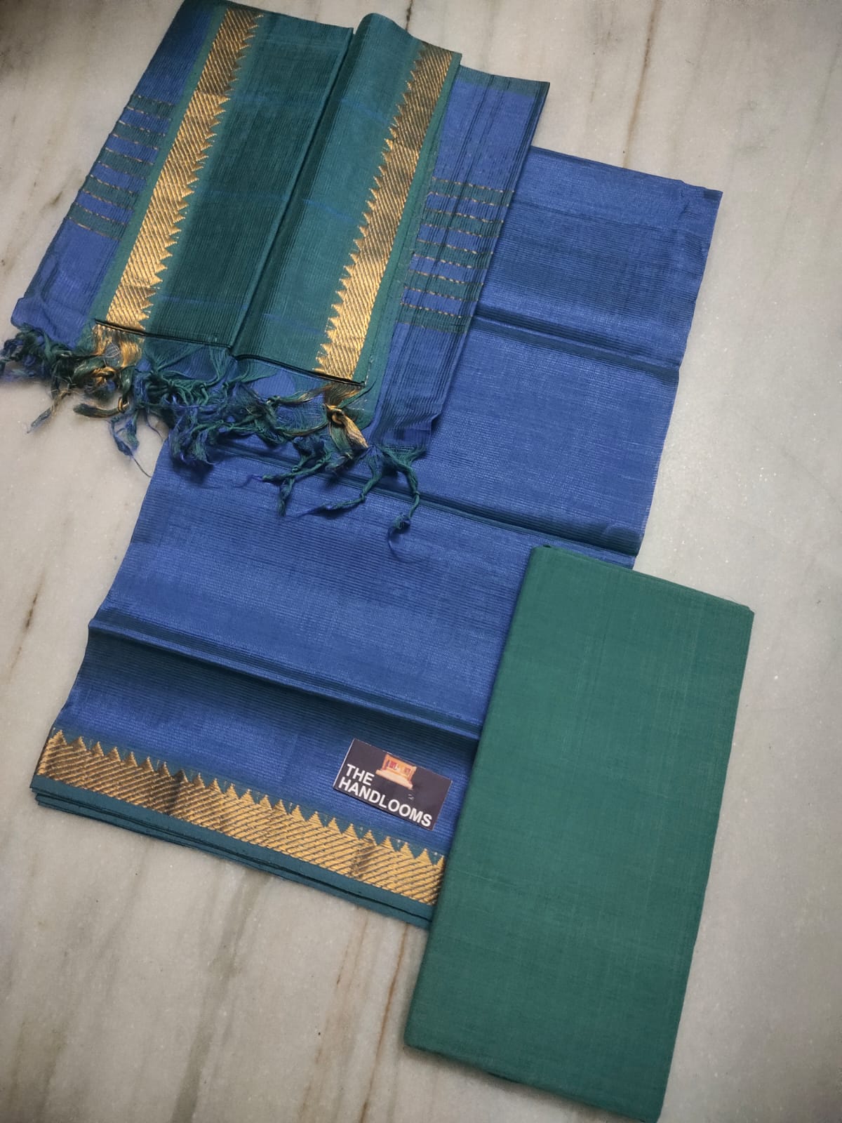Mangalagiri Pure Handloom Pattu by Cotton Dress Material