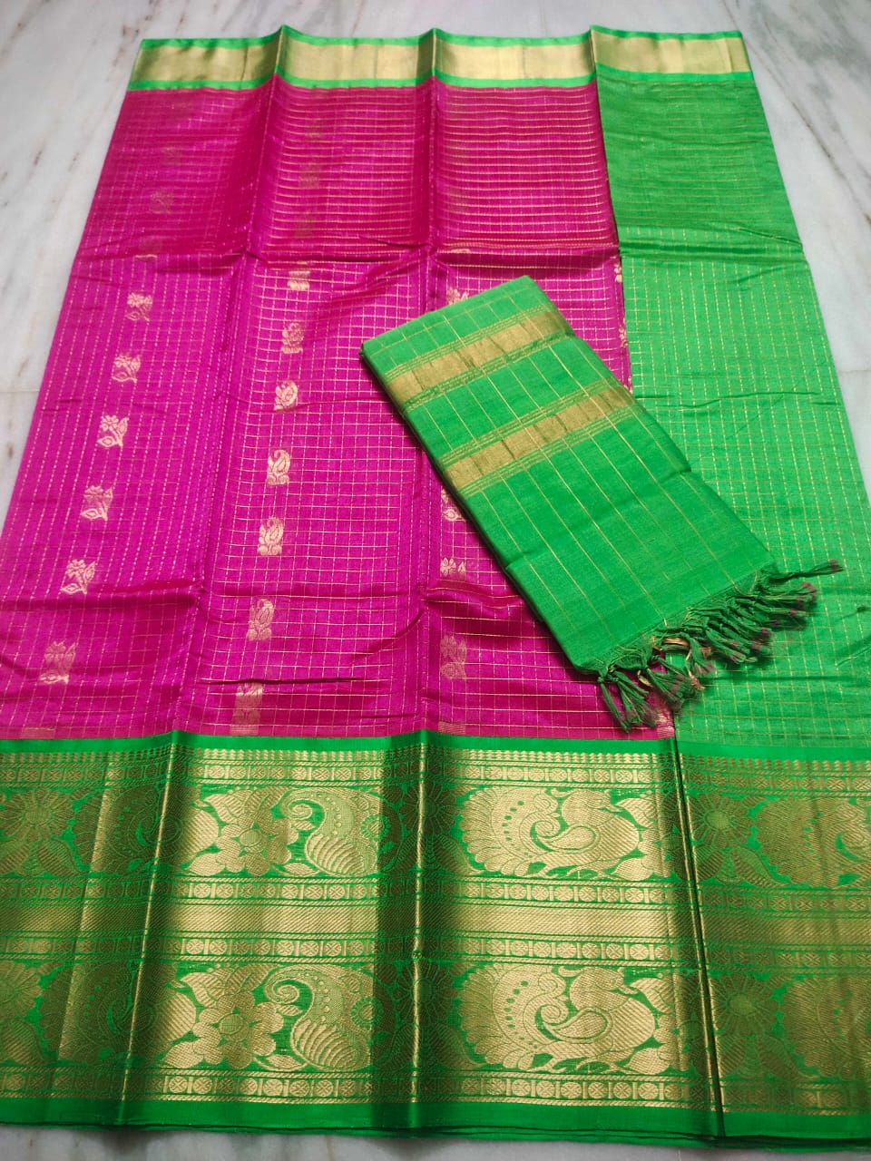 Mangalagiri Pure Handloom Orginal Kuppatam Pattu Silk Cotton Lehenga Material