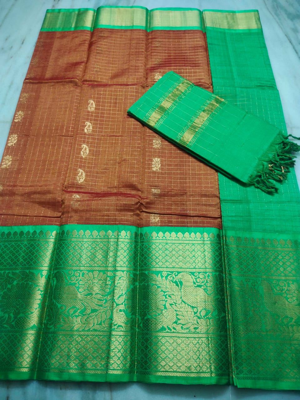 Mangalagiri Pure Handloom Orginal Kuppatam Pattu Silk Cotton Lehenga Material