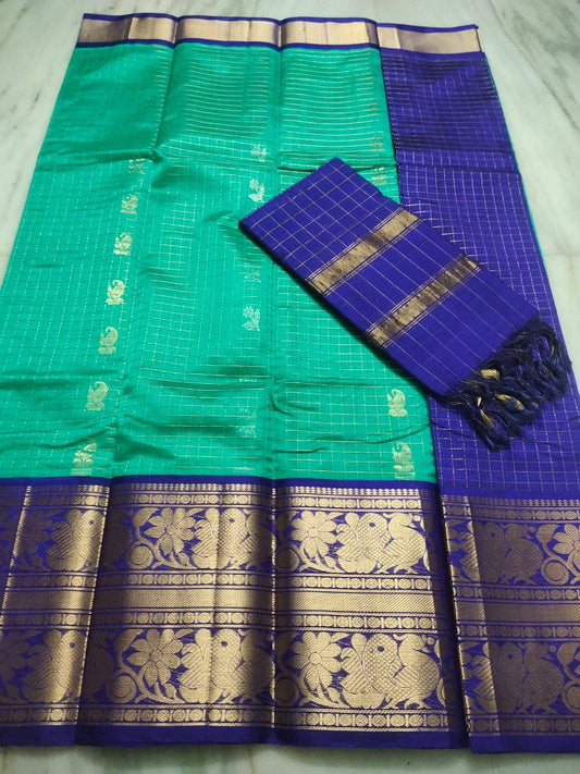 Mangalagiri Pure Handloom Orginal Kuppatam Pattu Silk Cotton Lehenga Material