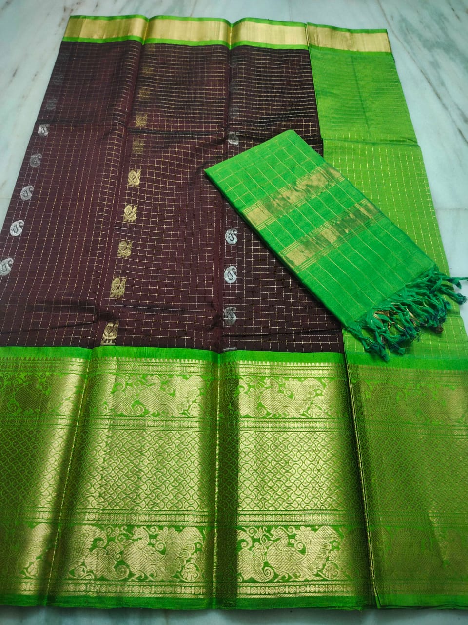 Mangalagiri Pure Handloom Orginal Kuppatam Pattu Silk Cotton Lehenga Material