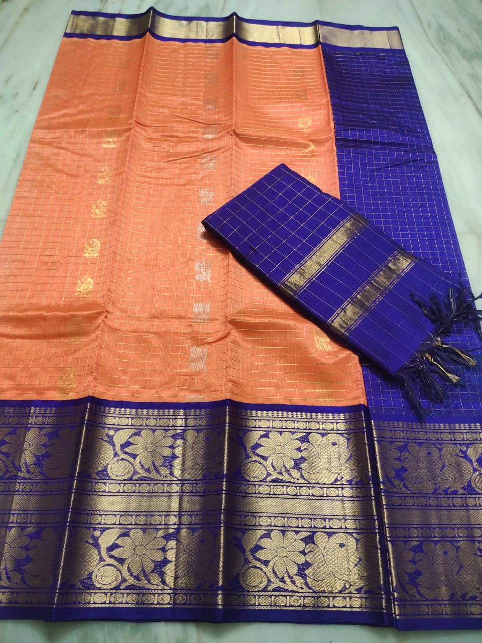 Mangalagiri Pure Handloom Orginal Kuppatam Pattu Silk Cotton Lehenga Material