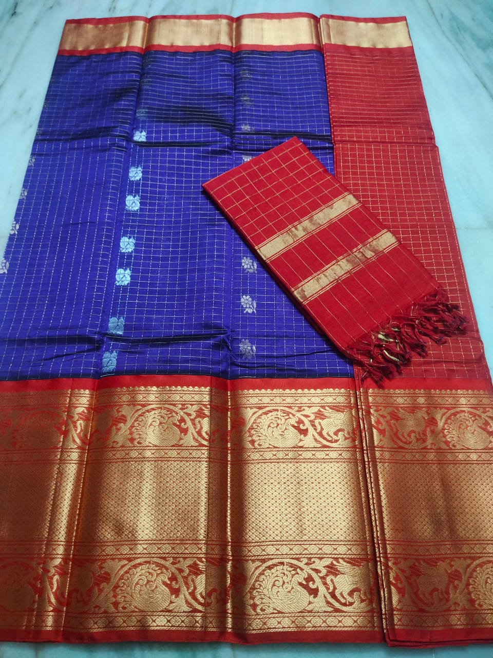 Mangalagiri Pure Handloom Orginal Kuppatam Pattu Silk Cotton Lehenga Material