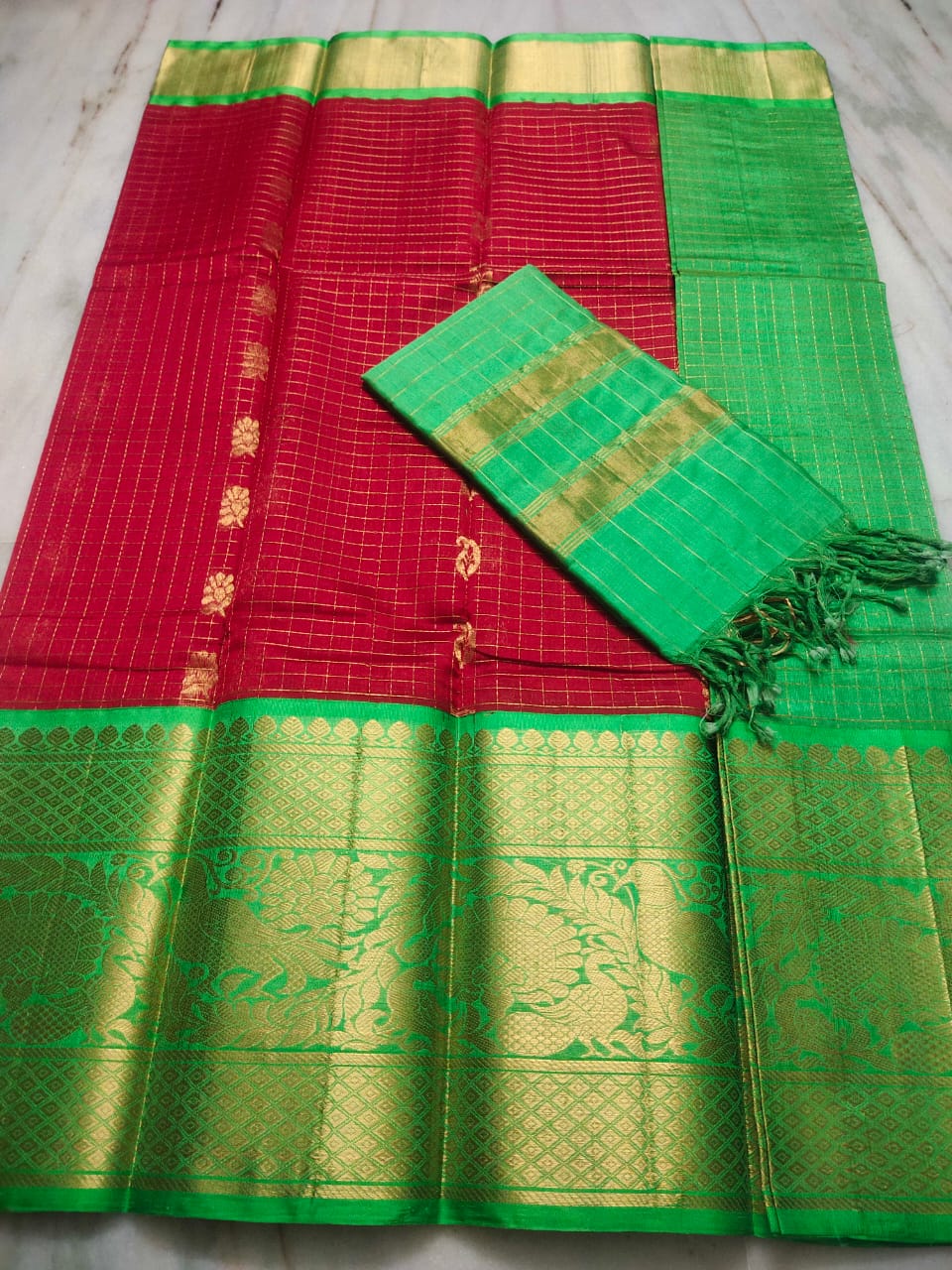 Mangalagiri Pure Handloom Orginal Kuppatam Pattu Silk Cotton Lehenga Material