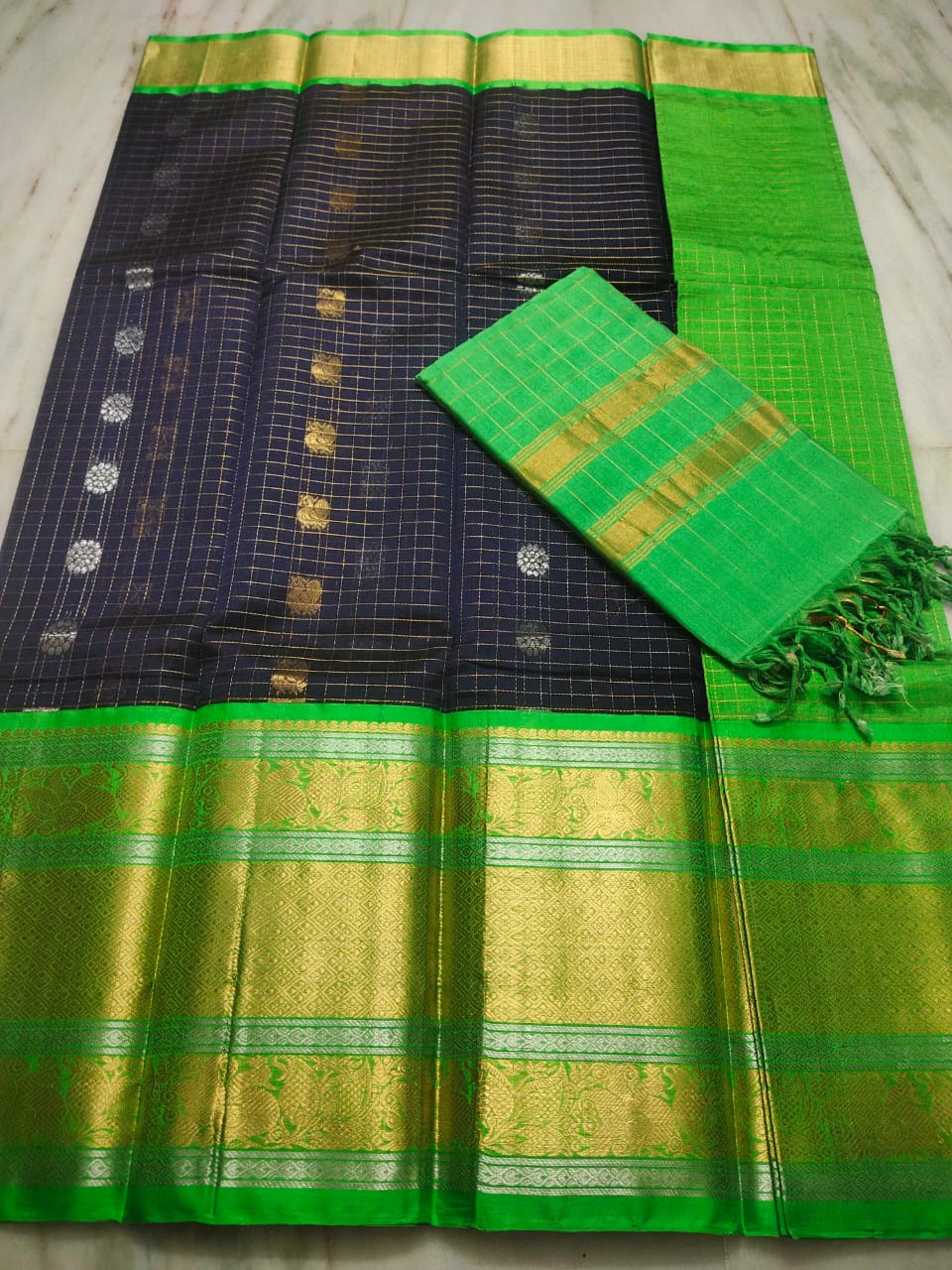 Mangalagiri Pure Handloom Orginal Kuppatam Pattu Silk Cotton Lehenga Material