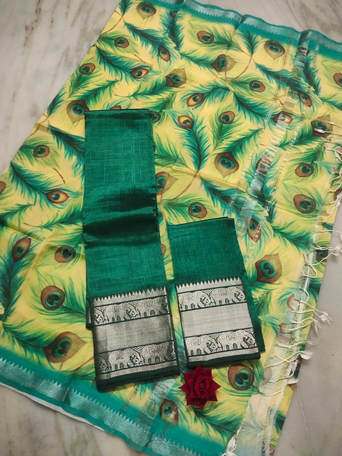 Mangalagiri Pure Handloom Orginal Pattu by Cotton Lehenga Material