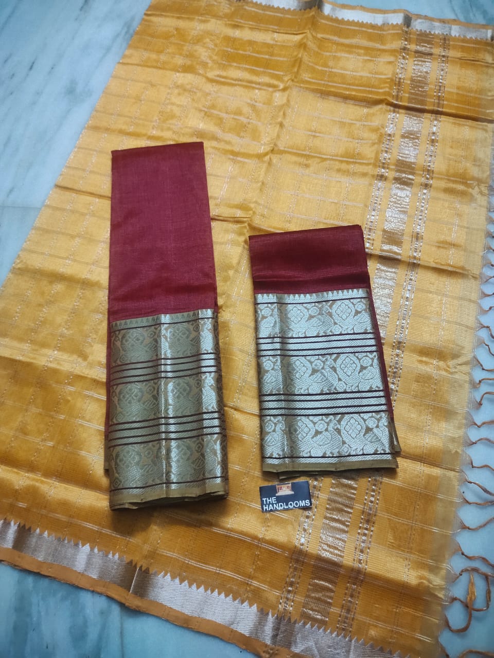 Mangalagiri Pure Handloom Pattu by Cotton Lehenga Material