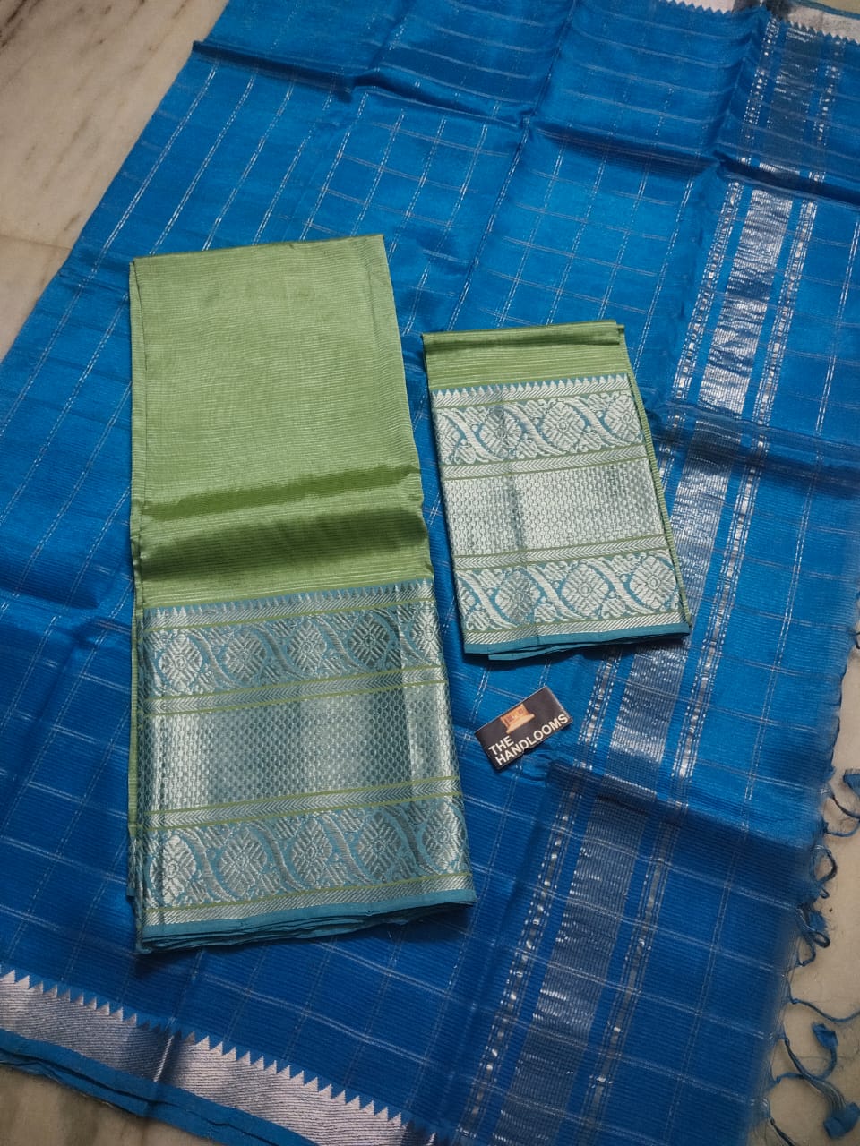 Mangalagiri Pure Handloom Pattu by Cotton Lehenga Material