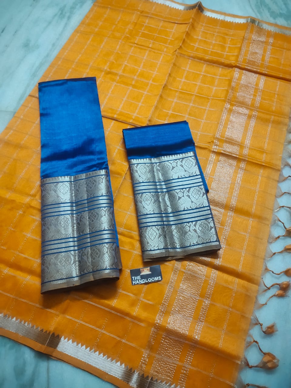 Mangalagiri Pure Handloom Pattu by Cotton Lehenga Material