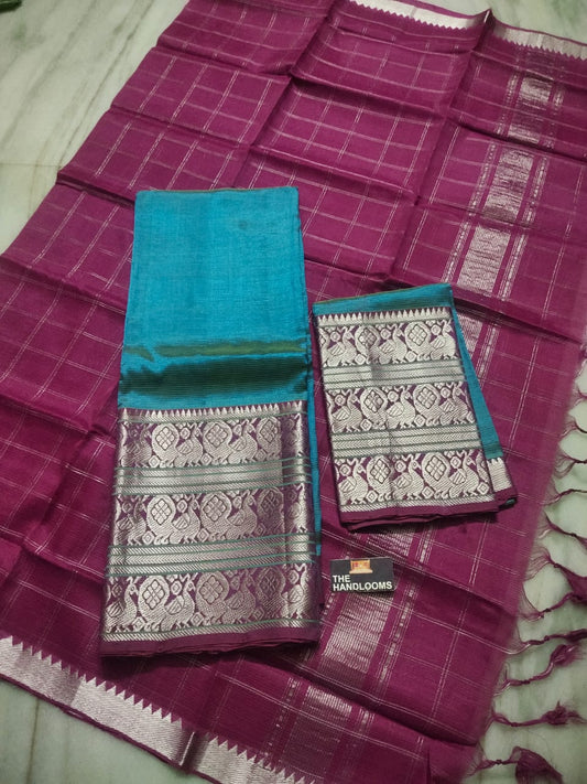 Mangalagiri Pure Handloom Pattu by Cotton Lehenga Material