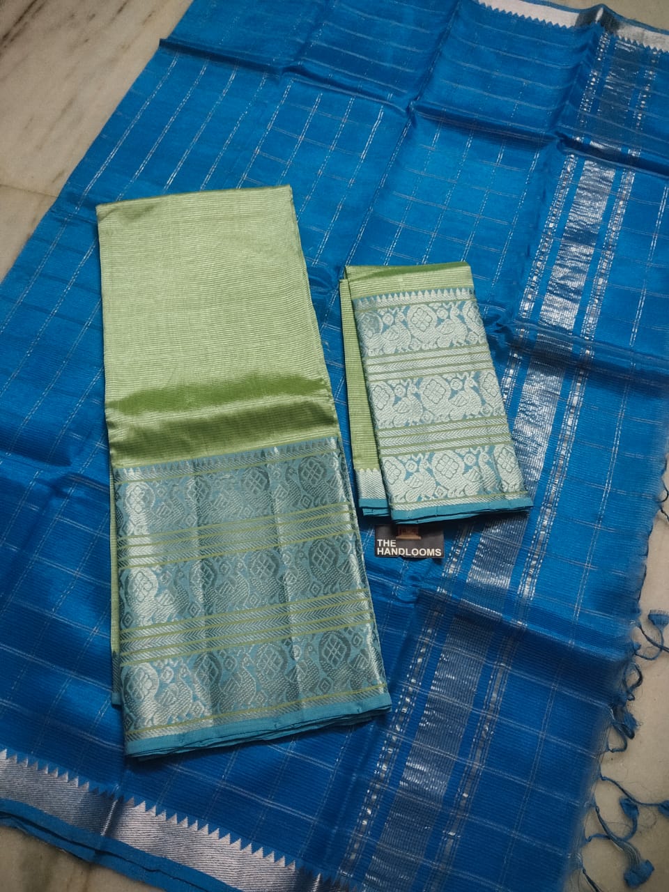 Mangalagiri Pure Handloom Pattu by Cotton Lehenga Material