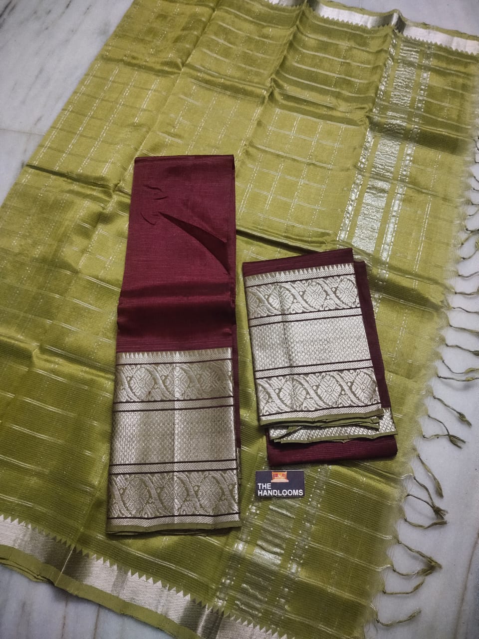 Mangalagiri Pure Handloom Pattu by Cotton Lehenga Material