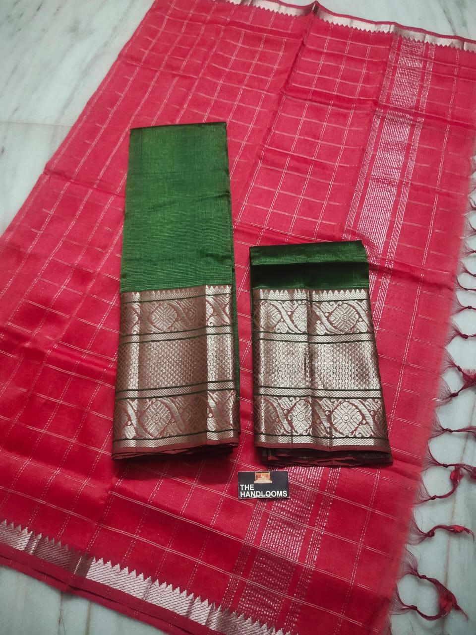 Mangalagiri Pure Handloom Pattu by Cotton Lehenga Material