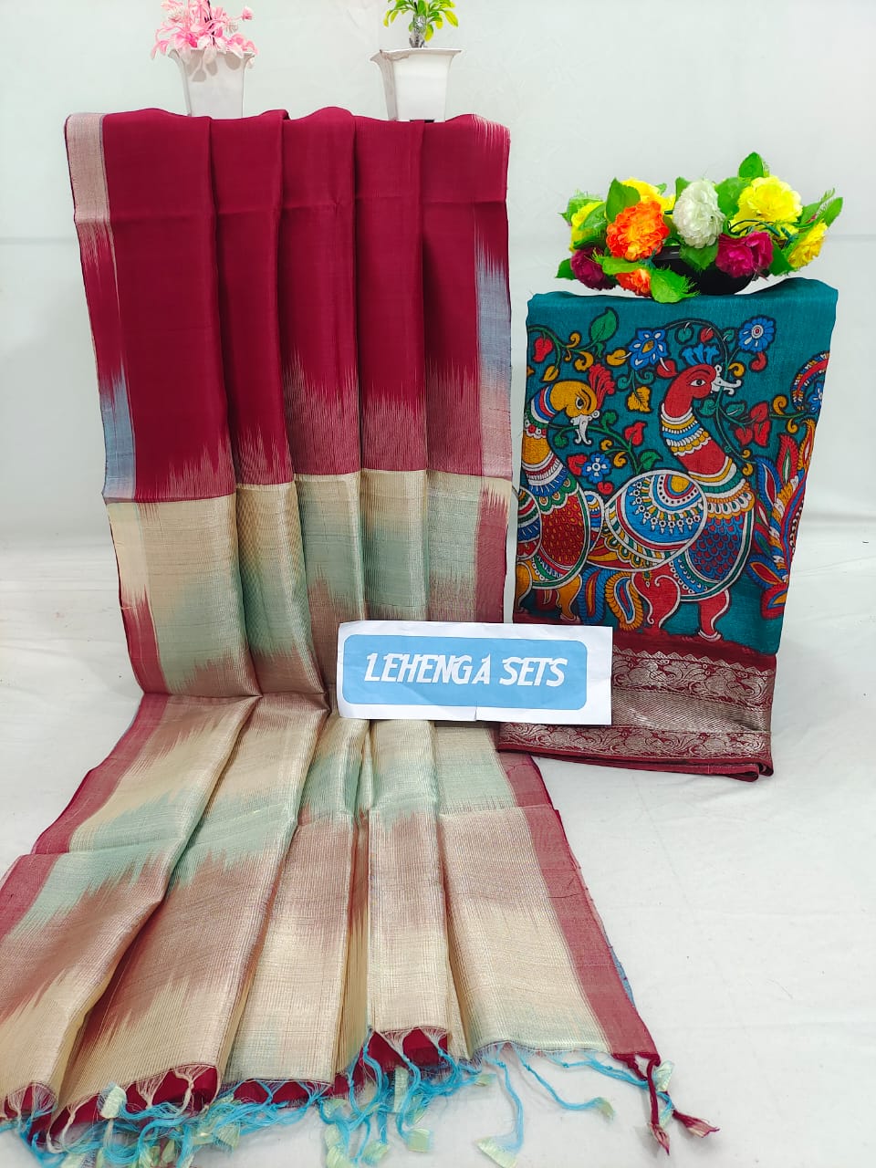 Mangalagiri pure pattu by cotton lehenga material