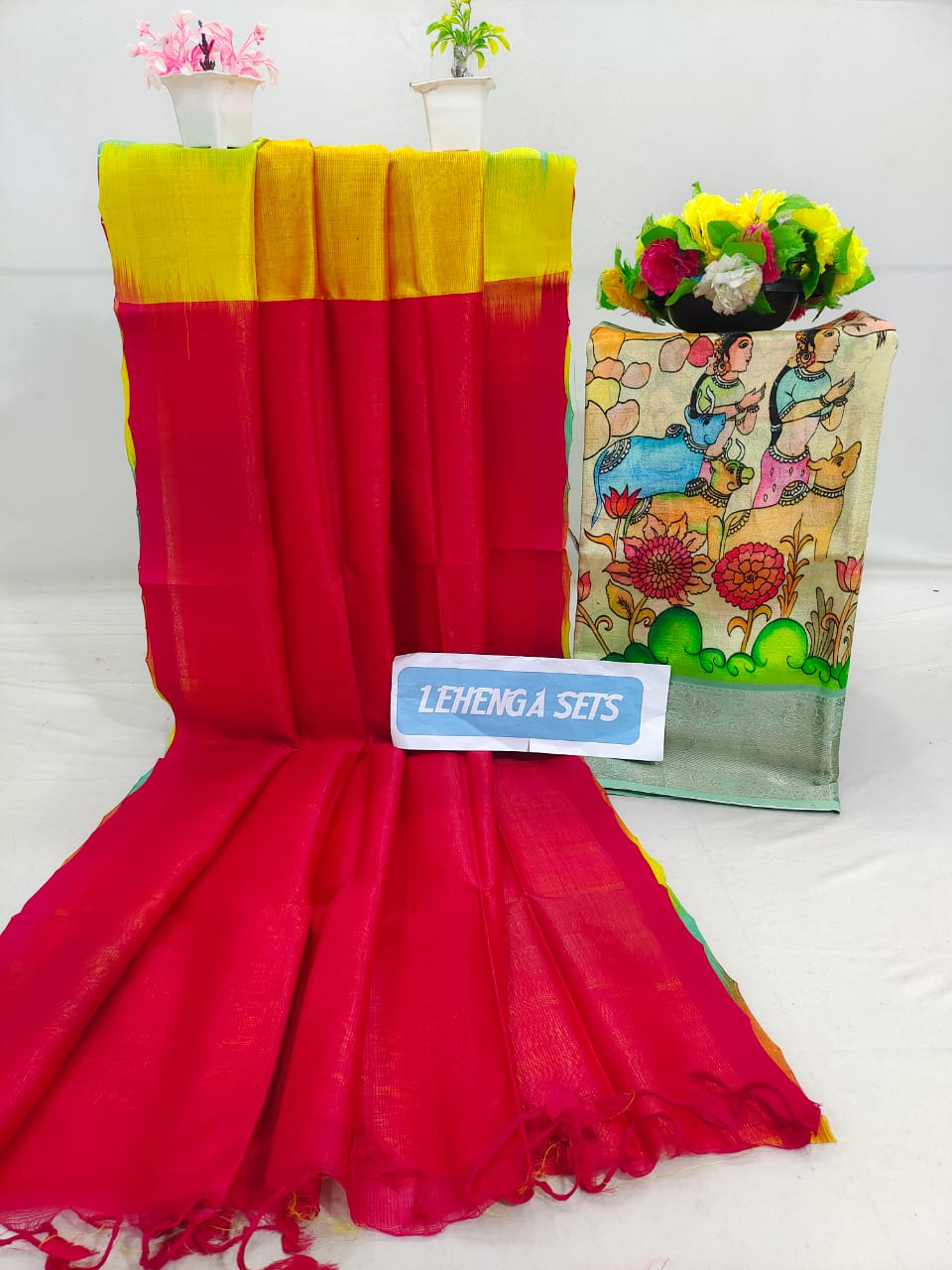 Mangalagiri pure pattu by cotton lehenga material