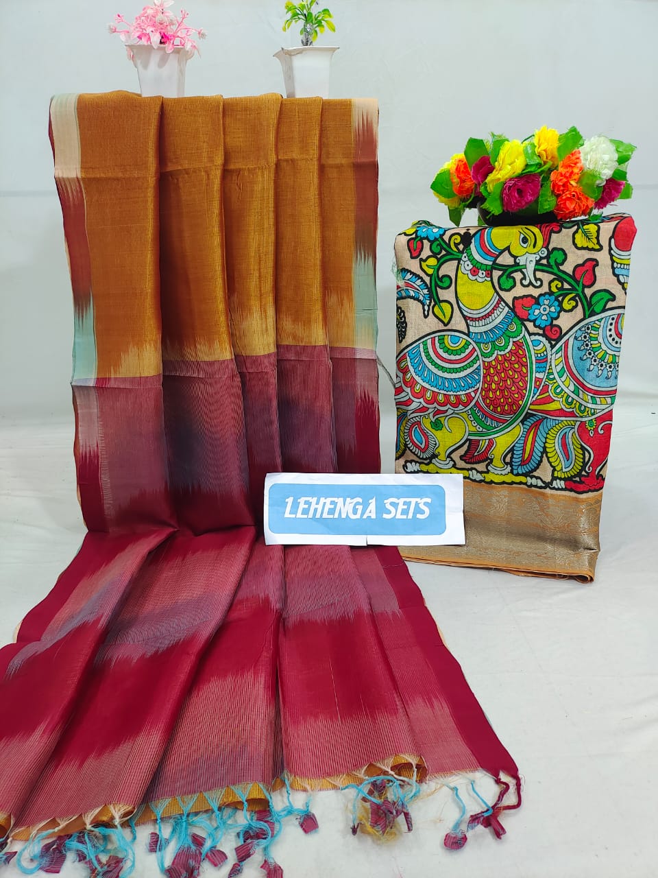 Mangalagiri pure pattu by cotton lehenga material