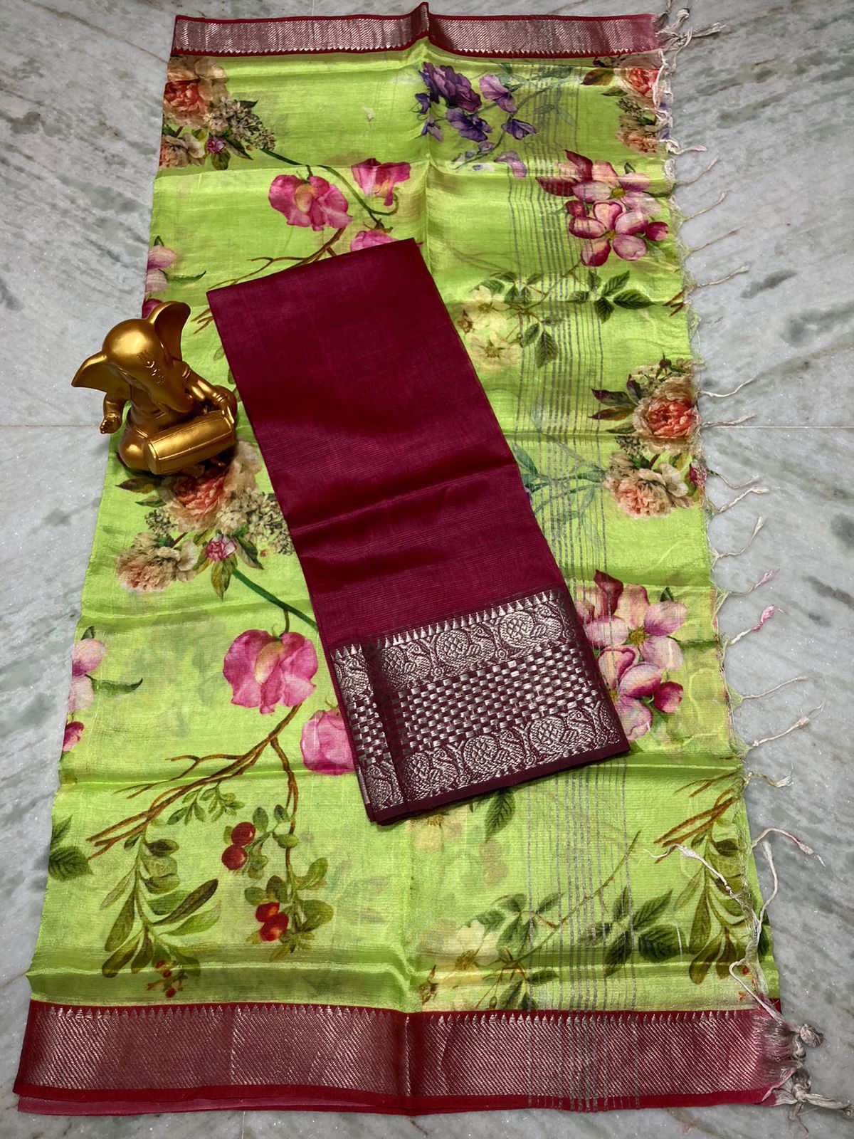 Mangalagiri pure pattu by cotton top and dupatta set