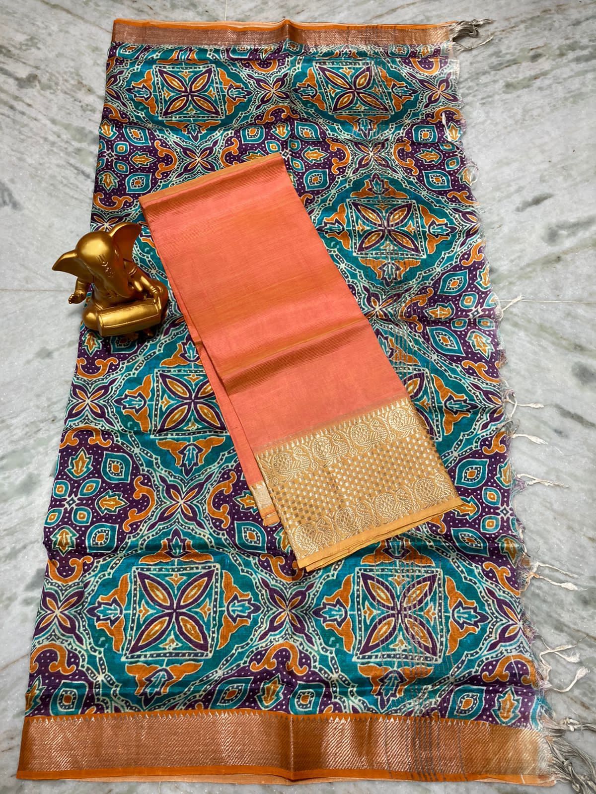 Mangalagiri pure pattu by cotton top and dupatta set