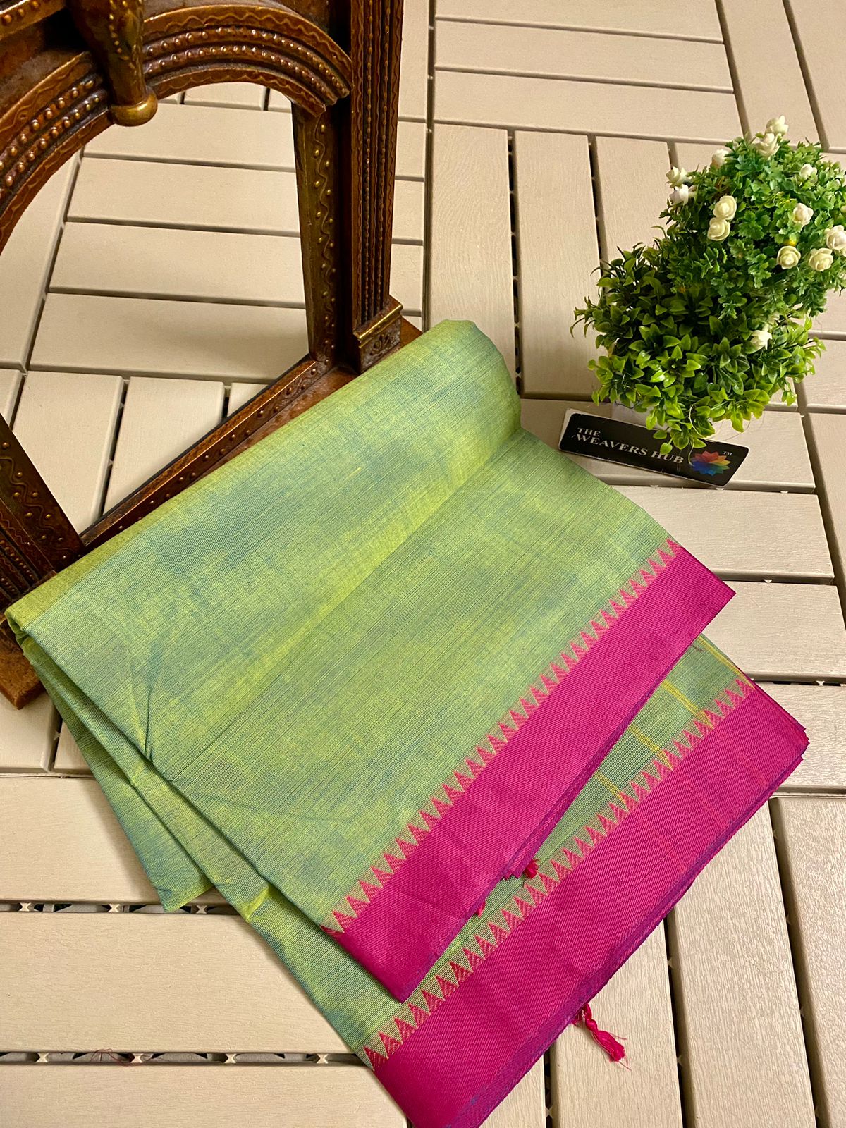 Buy Pista green Kalamkari Printed Soft Cotton Saree Online