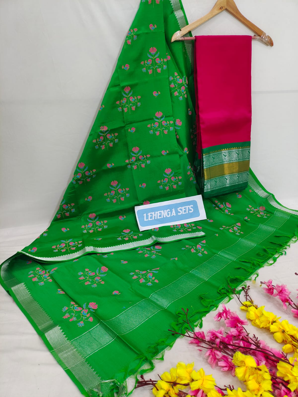 Mangalgiri pattu kanchi design border half saree material