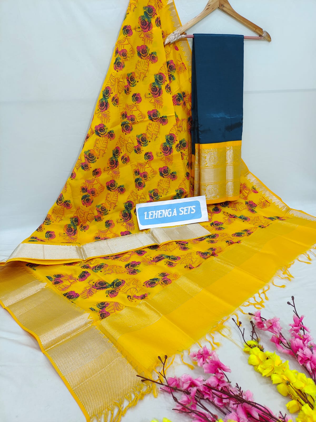Mangalgiri pattu kanchi design border half saree material
