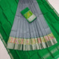 Mangalgiri pattu pochampalli silver zari border half saree material