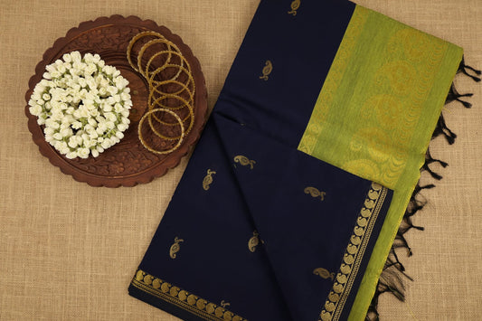 Mini Mango Zari Border Kalyani Silk‑Cotton Saree